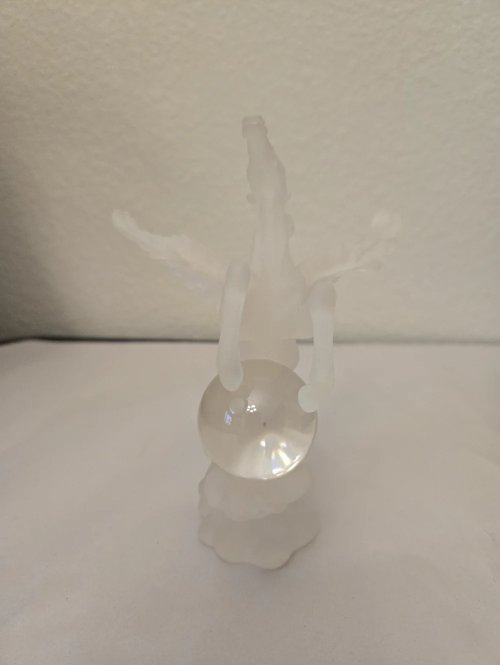 Longarch Vintage Frosted Lucite Pegasus With Glass Ball Sculpture Mystical Horse